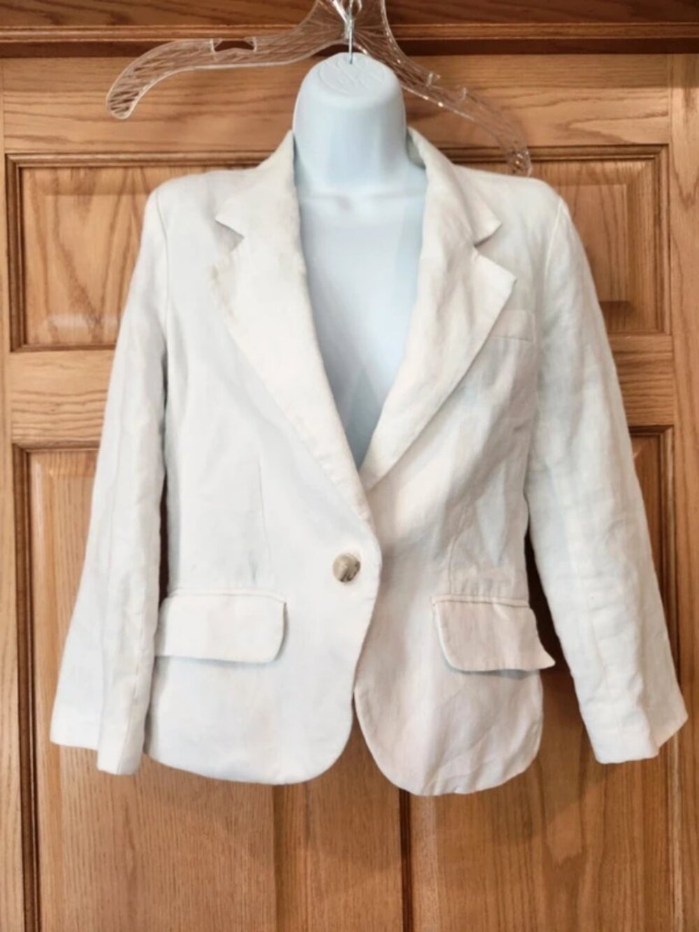 Women's Size Medium Gibson Single Bottom Linen Blazer Jacket